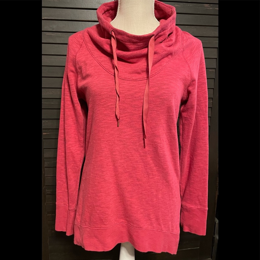 Columbia Cowl Neck Womens Small Pink Long Sleeve Sweatshirt 28” Long  P2P 19”